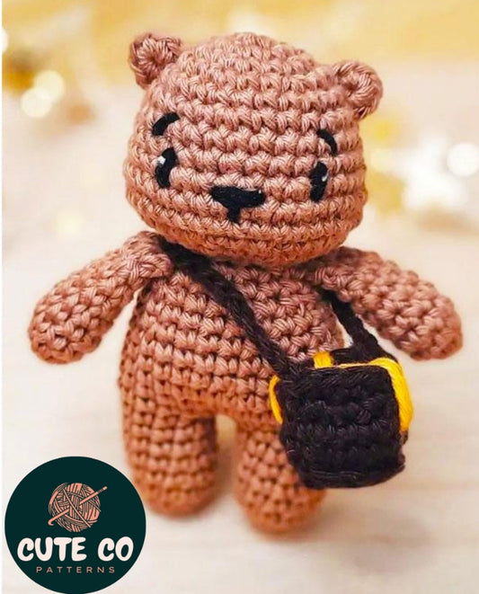 Travel Bear Amigurumi Pattern - Tiny Teddy Crochet PDF Download